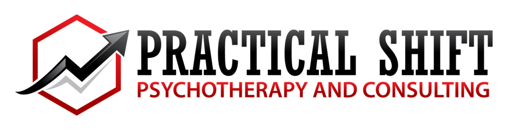 Practical Suite Psychotherapy and Consulting logo with rising arrow graphic